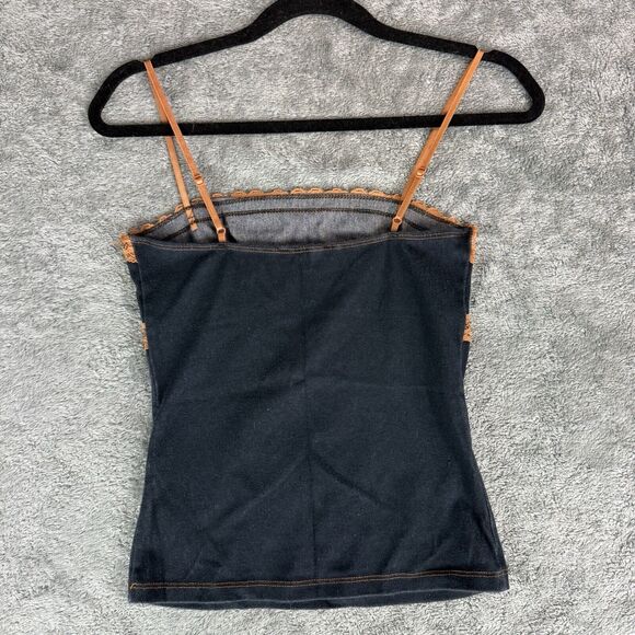 Vintage Y2K Moa Moa Lace Accent Tank Top Women Size Medium‎ Stretch Made in USA - Picture 7 of 12